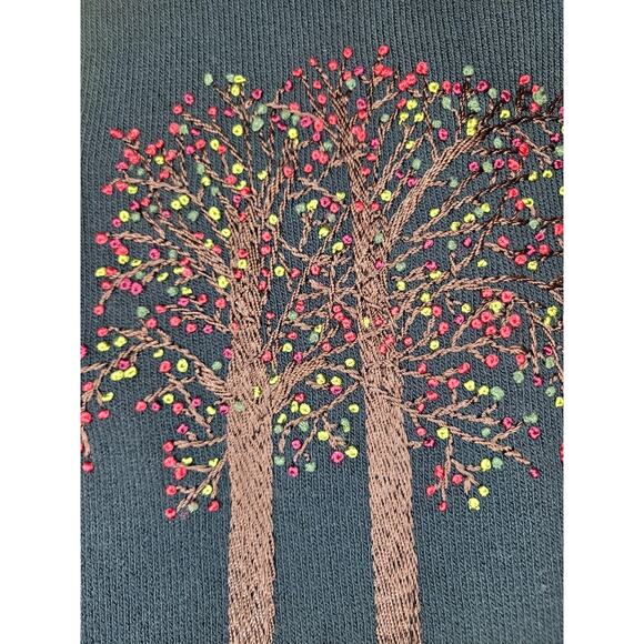 Susan Bristol Embellished Knit Cardigan Embroidered Whimsical Trees Floral Magic - Picture 3 of 15